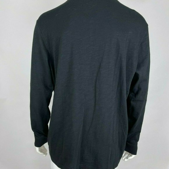 Vince Long Sleeve Henley Tee‎ Shirt Cotton Crew Neck Stretch Top Black Mens XXL - Picture 2 of 12